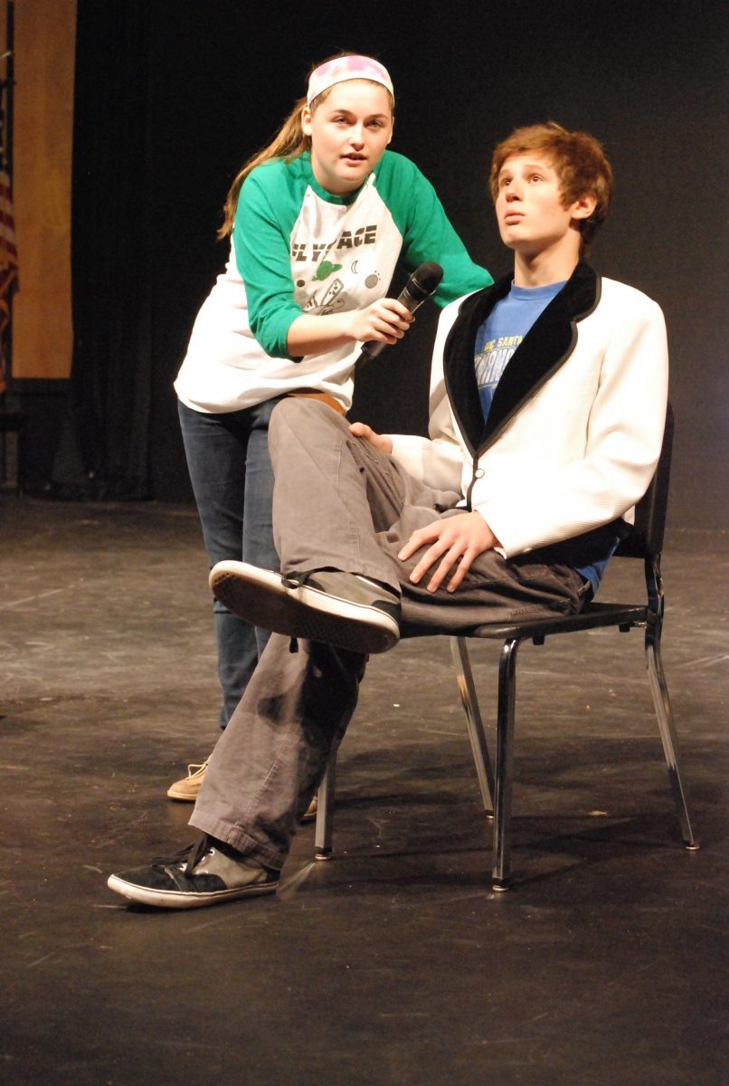 Freshman Gabby Mesnier and Sophomore Max Schecter utilized their comical abilities during Flyspaces most recent show.
