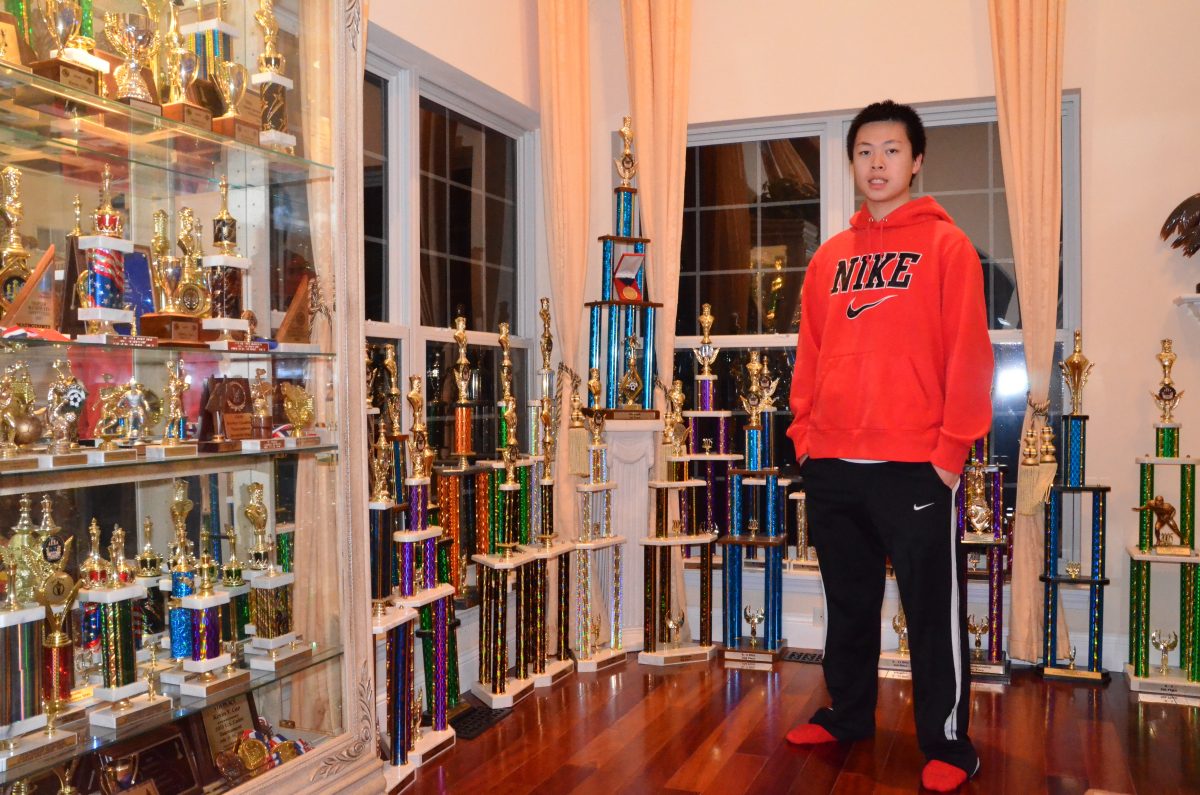 Cao has won many trophies during his chess career, which has spanned from elementary school to his sophomore year.  Photo courtesy of Kevin Cao.