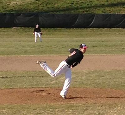 Junior Matthew Bernstein relieves in the 6th inning. The Colts rallied in the seventh inning, but came up short, losing 6-4 to the Vikings.  Photo by Matthew Walter.