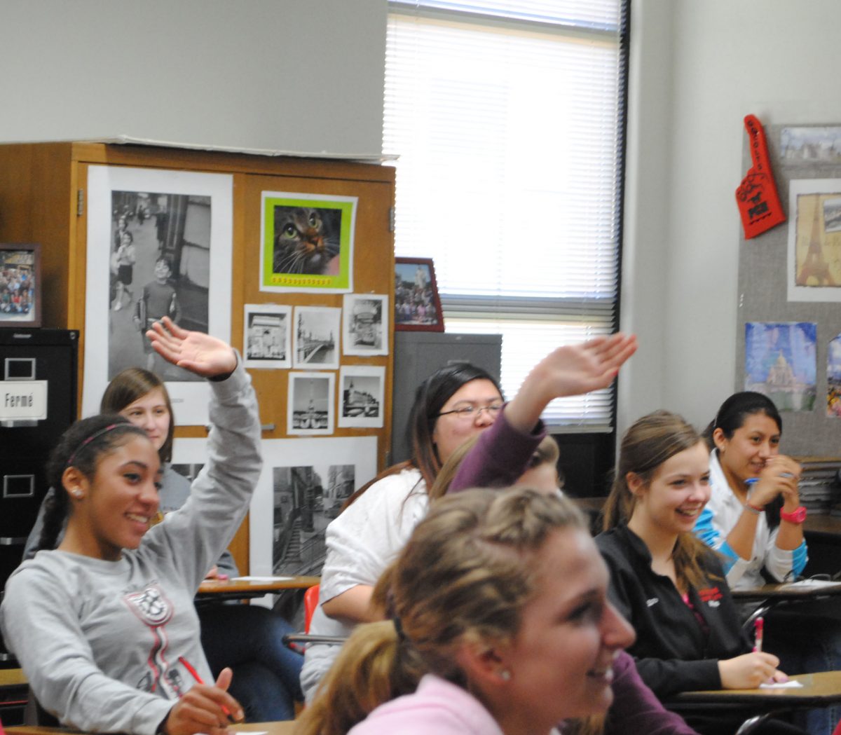 Students in Ms. Turnages French 2 class are eager to participate in their grammar lesson. Photo by Kelsey Larimore