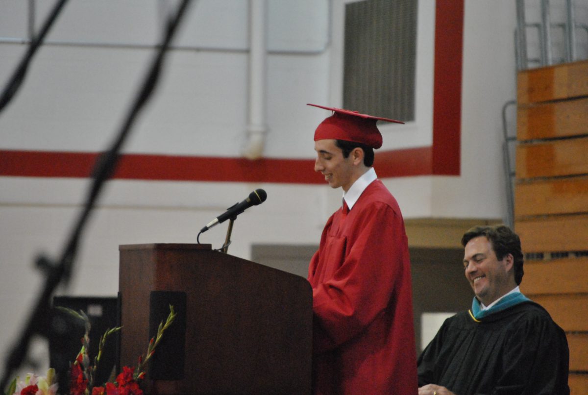 Speech+from+senior+Brad+Gallow+opens+the+54th+Baccalaureate+ceremony.+