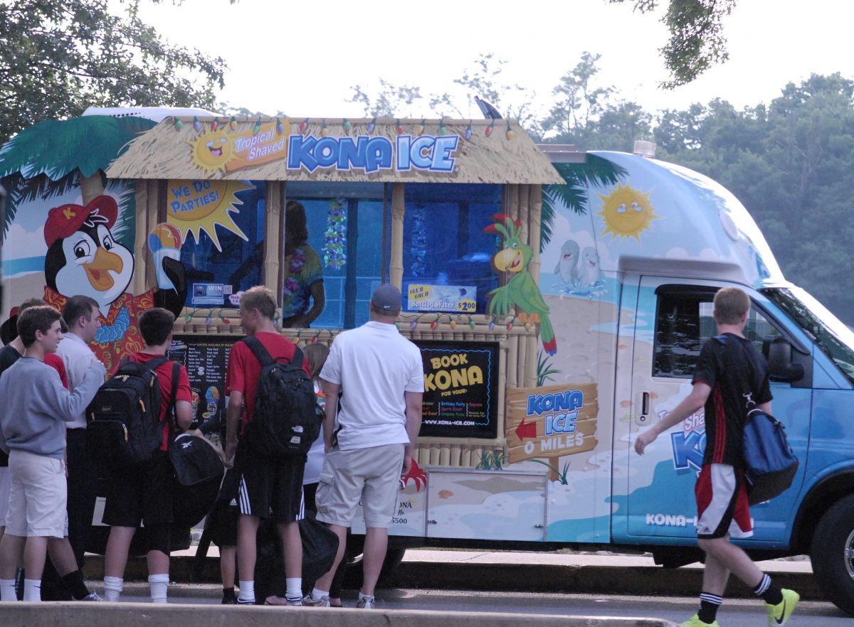 Kona Ice serves up snow cones at Red and White night.