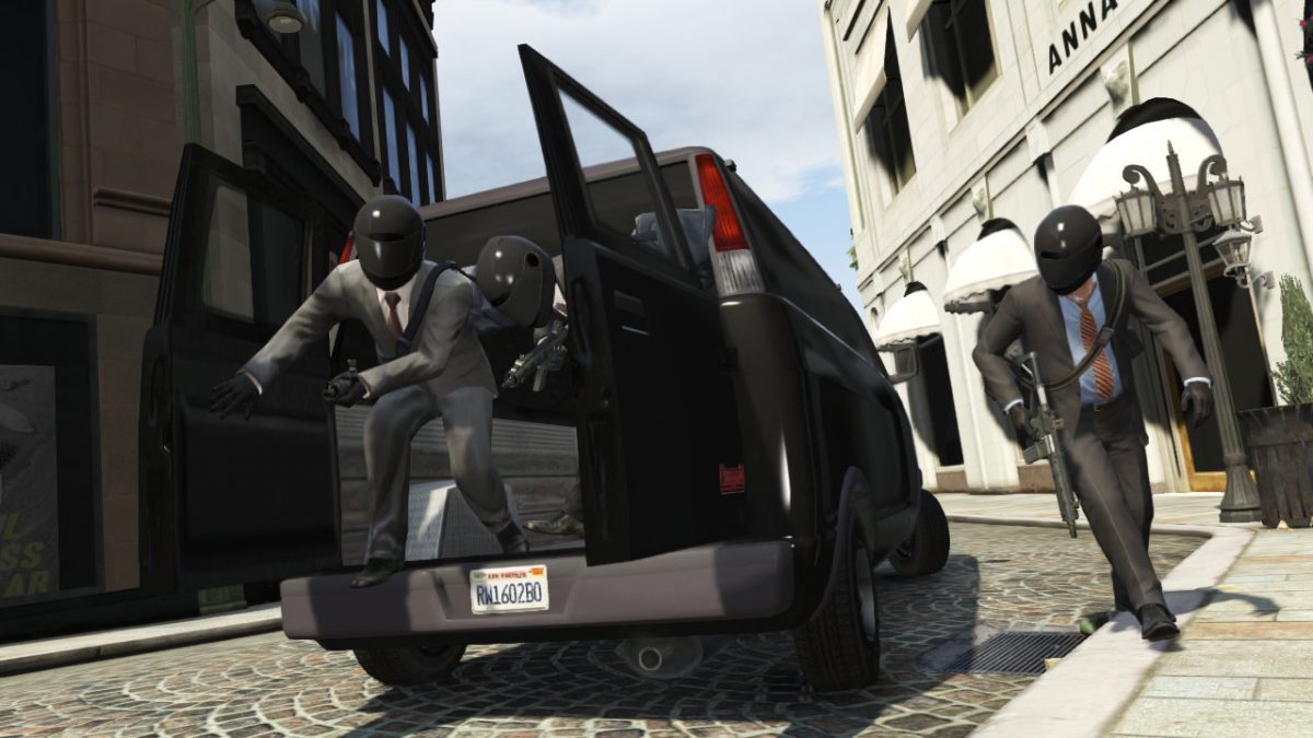 Grand Theft Auto V was released to the Xbox 360 and PlayStation 3 on September 17.  Robbing a bank is one of the many activities in the single player mode.  Photo by MCTCampus.