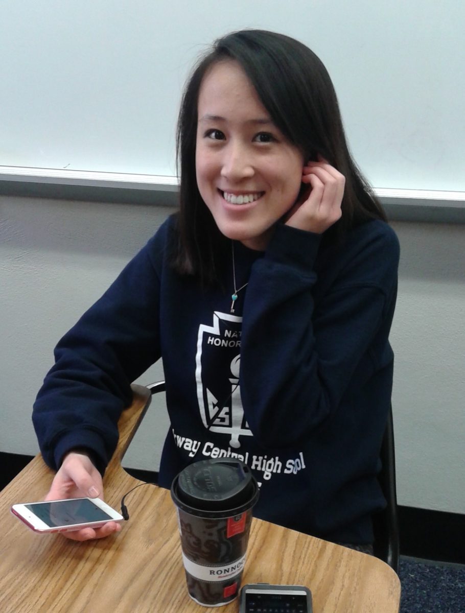 Senior Claire Ji listens to Dubstep while doing her homework. Photo by Hanna Whitehouse.