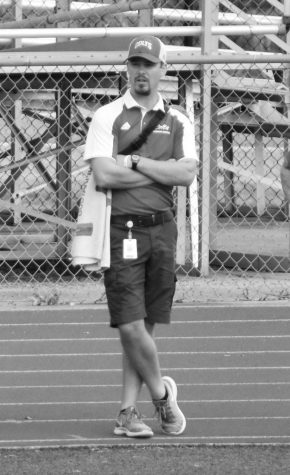 Trainer Michael Aaron in action at the boys varsity soccer game vs. McCluer. Photo by Alex Maisenhelder.