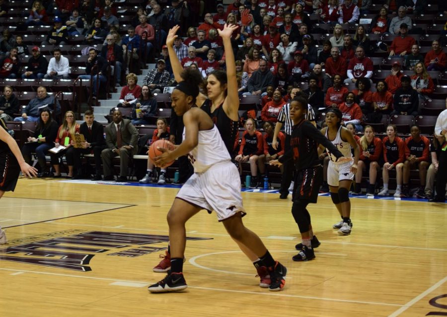 Jayla Kelley works for position during the Final Four game at the Missouri State Championship tournament in 2019. 