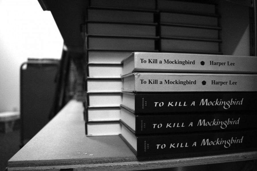 The+%E2%80%9CTo+Kill+a+Mockingbird%E2%80%9D+section+of+the+book+storage+room+in+the+English+department.+Amidst+the+discussion%2C+books+such+as+%E2%80%9CTo+Kill+a+Mockingbird%2C%E2%80%9D+as+well+as+%E2%80%9CThe+Adventures+of+Huckleberry+Finn%2C%E2%80%9D+%E2%80%9CLord+of+the+Flies%2C%E2%80%9D+and+%E2%80%9CRomeo+and+Juliet%2C%E2%80%9D+have+been+pointed+to+as+examples+of+less+diverse+texts.+Whether+because+of+uncomfortable+language%2C+lack+of+diversity%2C+or+simply+being+too+old%2C+texts+like+these+have+been+deemed+alienating+by+some.+