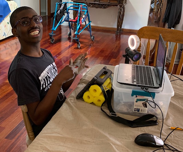 Waldy Upchurch is learning at home through virtual classes. I miss riding the bus and going to school, Upchurch said. Photo by Melissa Upchurch.