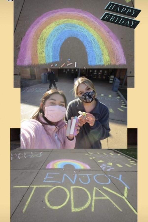 Carine Heller, junior, posted these images of the chalk at the front of the school with the inspiring messages from Day of Kindness.