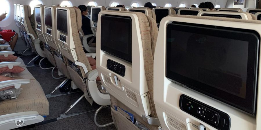 Airplane seats on the Kim’s international flight to South Korea. 