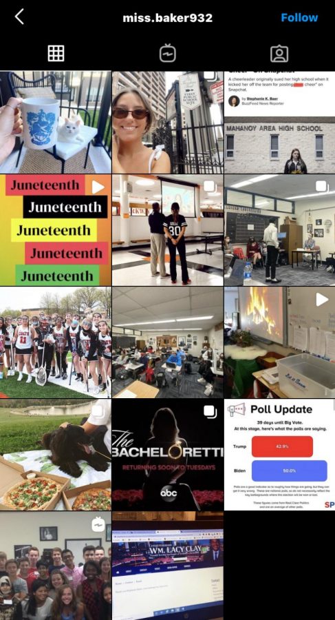 Ms. Baker’s public Instagram page, used for school as well as life updates that her students can view. (Screenshot of Bakers Instagram account)