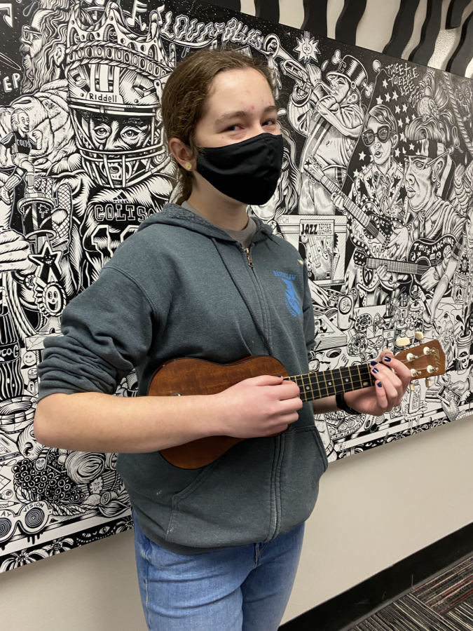 Charlotte Elsensohn (9) plays her ukulele at PCH. 
