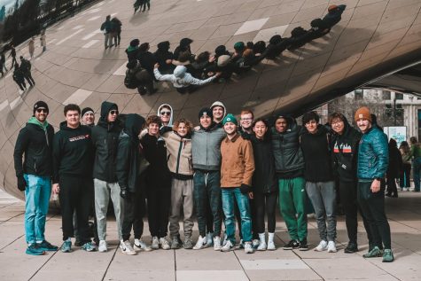 Parkway Central Water Polo poses in front of The Bean during their stay in Chicago. The Colrs traveled up North for the Dan Lynch Classic. Photo by Brandon Shih.