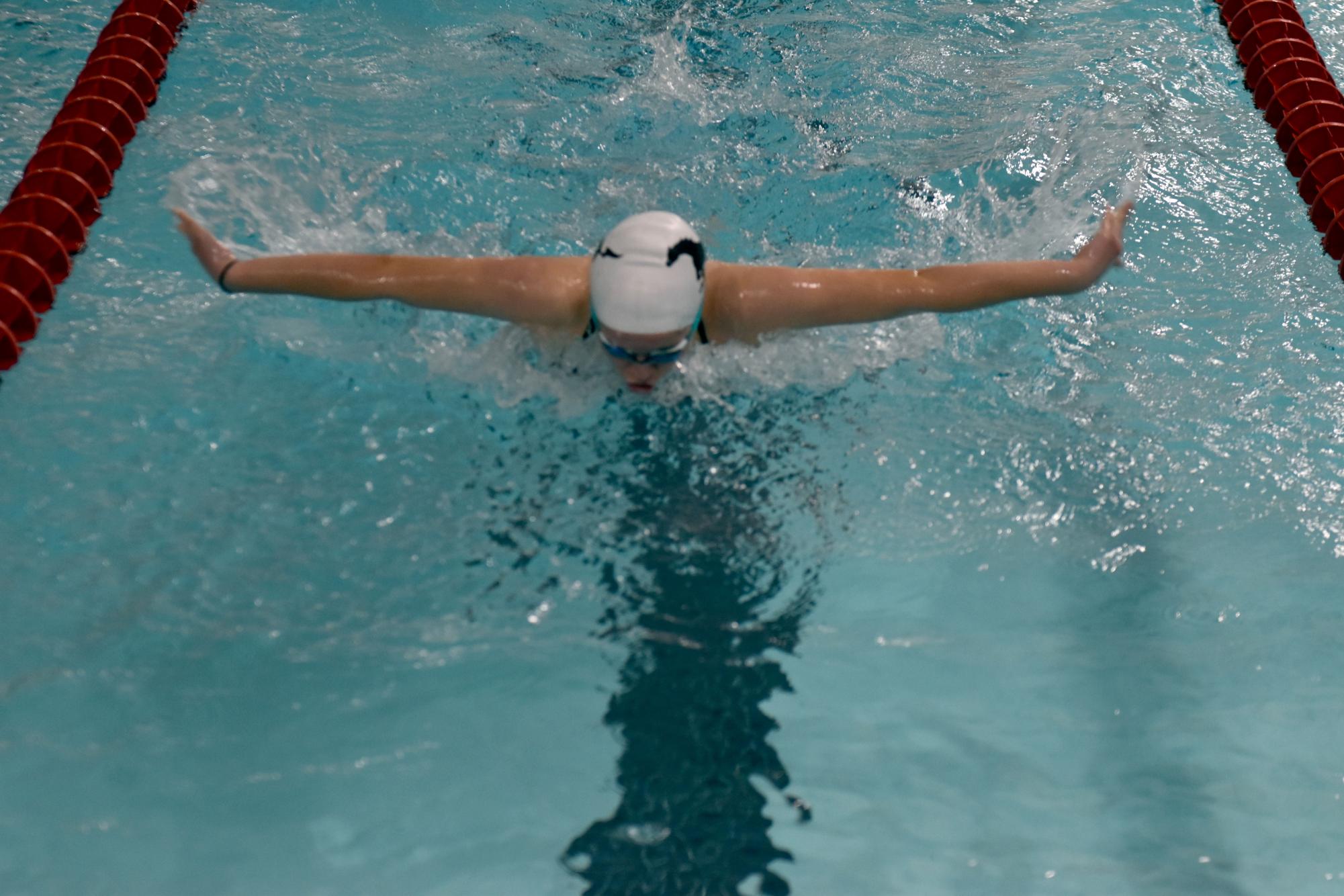 Gabrielle Salmans (9) swimming at the meet on Nov. 28 against Eureka.