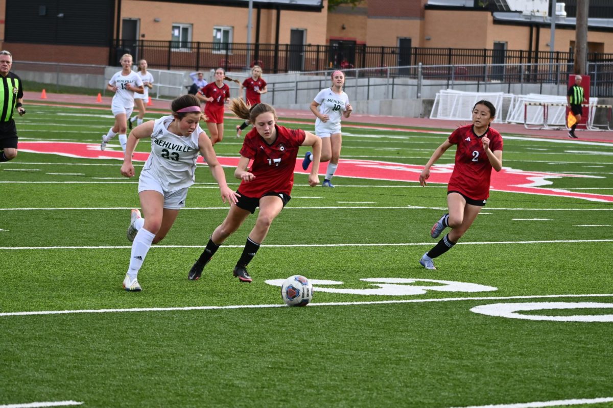 Mya Hoff (10) steals the ball in a game against Mehlville on May 4 at Parkway Central. 
