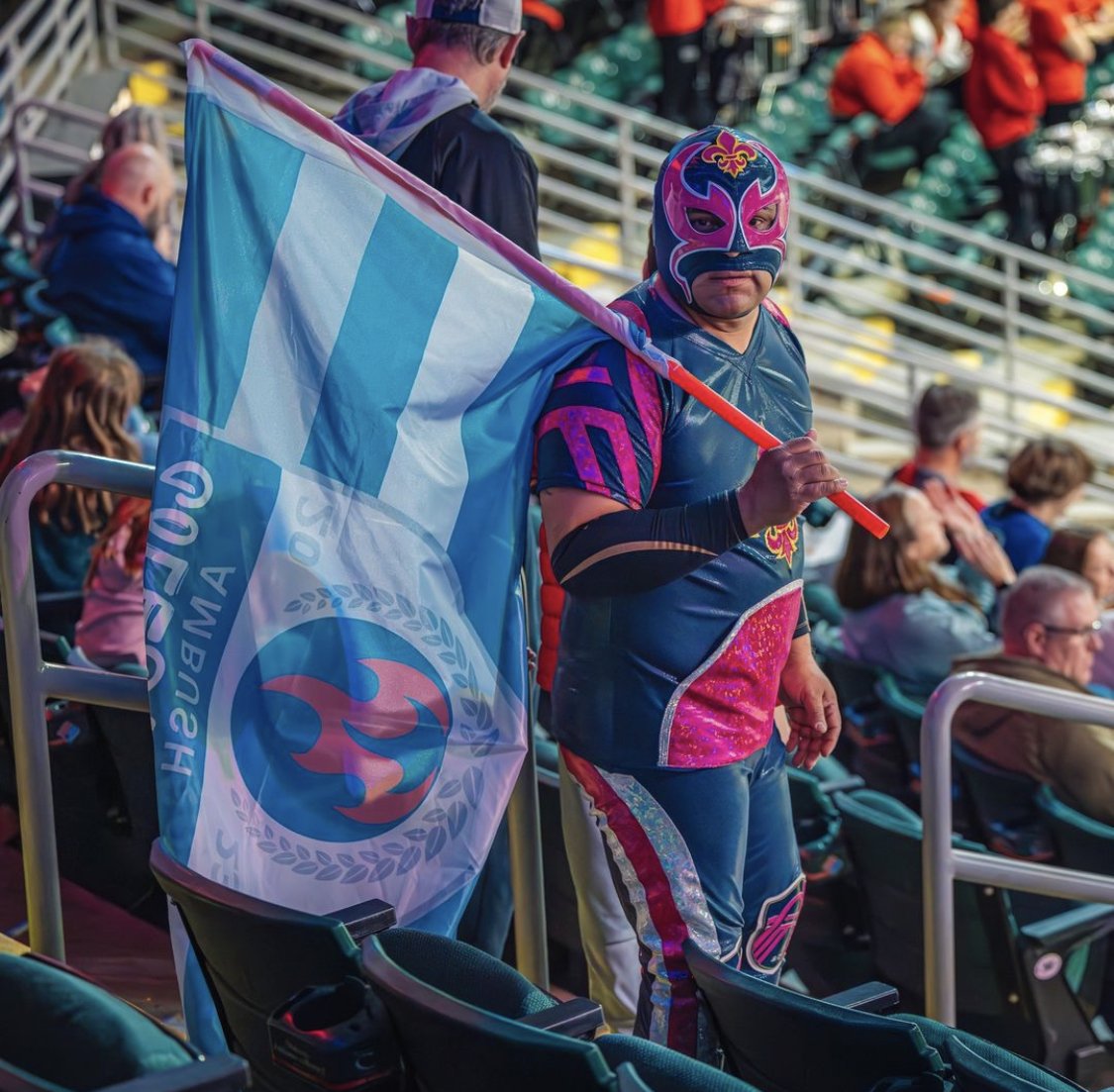 A member of the STL Santos, one of the groups in Colectivo Ambush, at an Ambush game at the Family Arena on Dec. 12.