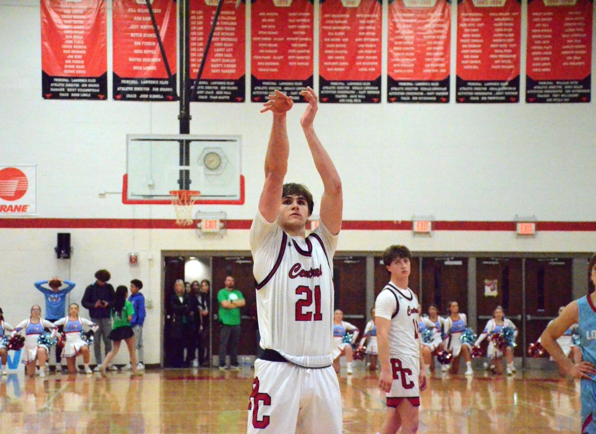 Oliver Kokal shoots a free throw during the Talk for Tyler game on Nov. 29 at Parkway Central. “I think we played really well together as a team and there were a lot of people supporting us because it was the Talk 4 Tyler game,