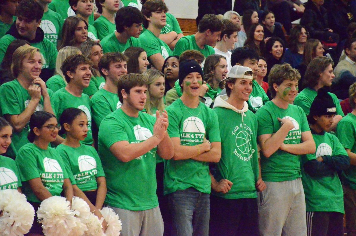 The student section cheers on the Colts and representing Talk 4 Tyler on Nov 28 at Parkway Central.