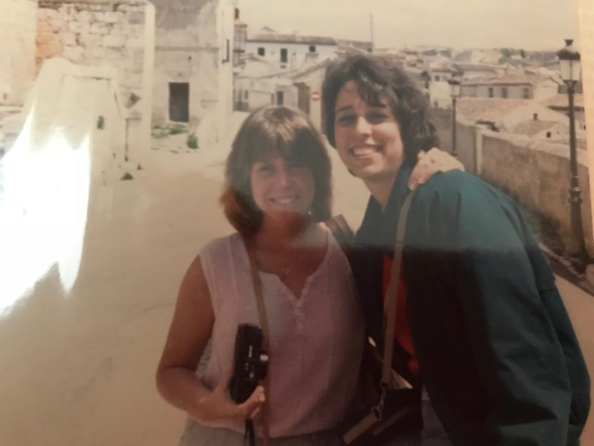 Senora Ruiz (left) with her friend in Madrid during her time abroad.