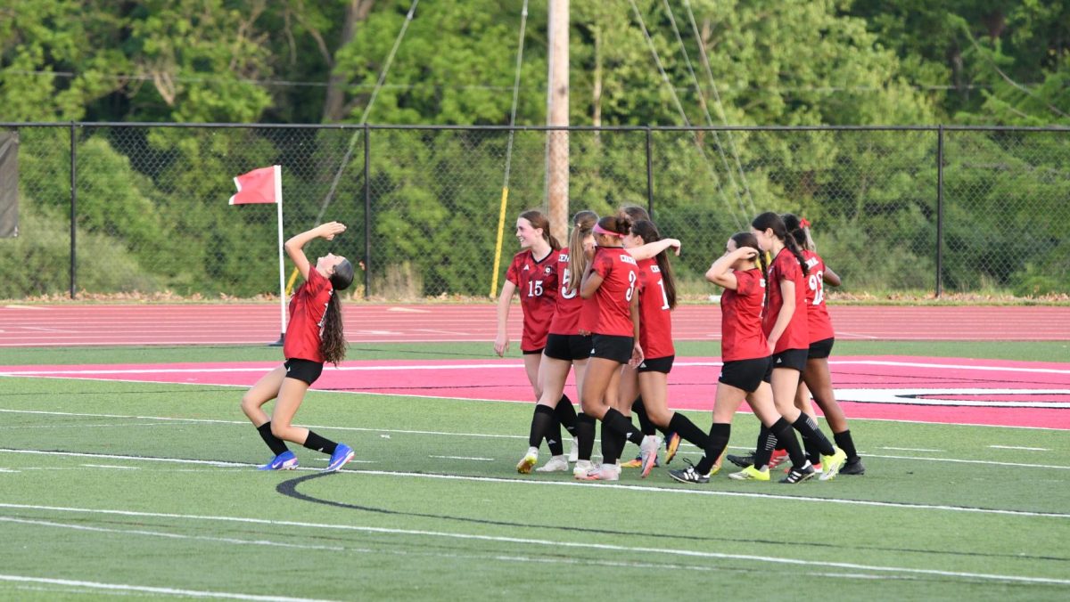 Freshman Izzy Berger gives thanks at the end of the varsity game against Duchesne on May 4. The Colts beat the Pioneers 3-2 on Senior Night. 